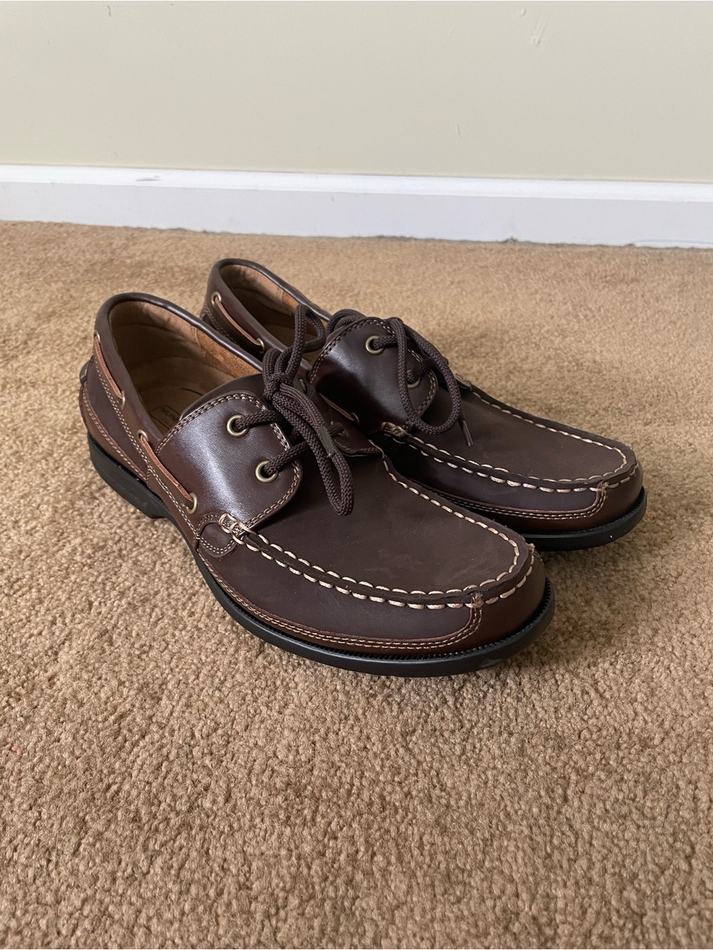 Nunn Bush “Avalon” Boat Shoe Moc-Toe Brown Leather Men’s Shoe (Men’s size 9)